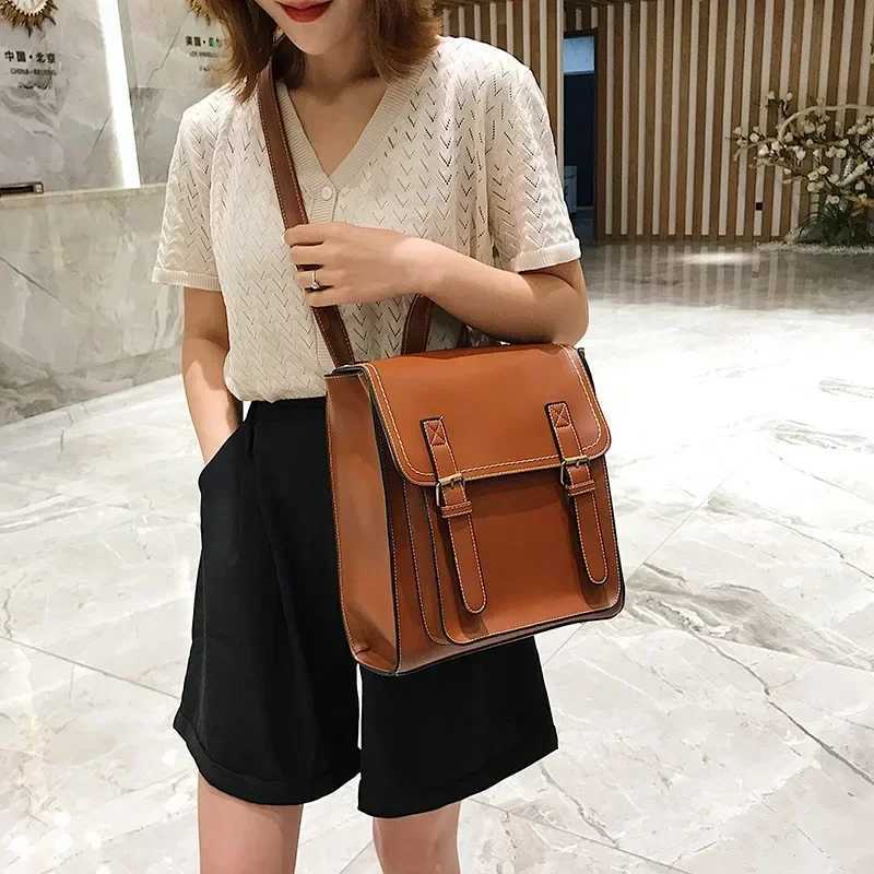 Vintage Backpack Female Pu Leather Bag Womens Backpack Fashion School Bag for Girls High Quality Leisure Shoulder Bag Sac A DosT251016