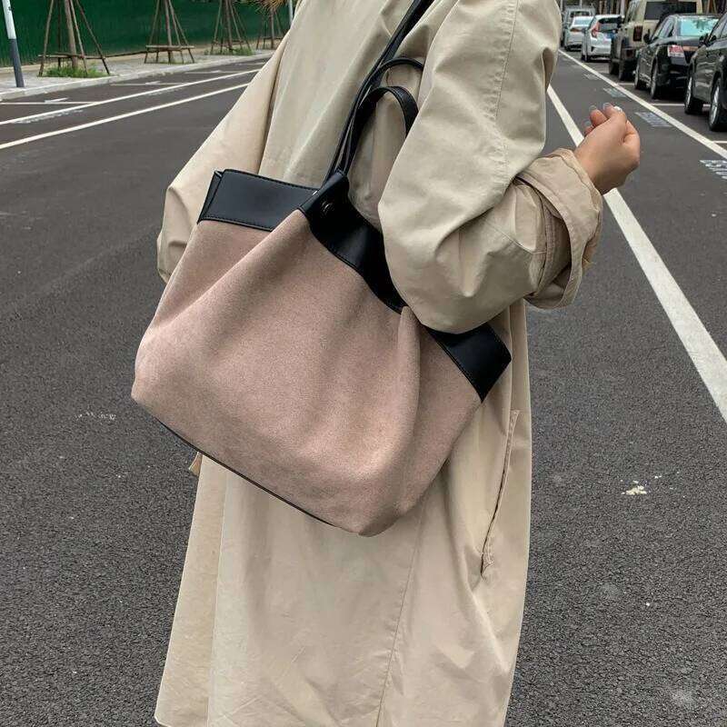 Fashion Design Elegant Bags Faux Suede Top-Handle Handbag Large Capacity Shoulder Tote Bag For Women Bolsos De Mujer Suotong251016 Suotong251016 Suot2