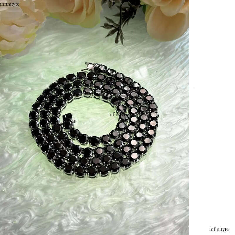3-8mm VVS1 Black Moissanite Dia Sterling Sier Tennis Necklaces Bracelets Iced Chain Stylish Hip Hop Jewelry for Men