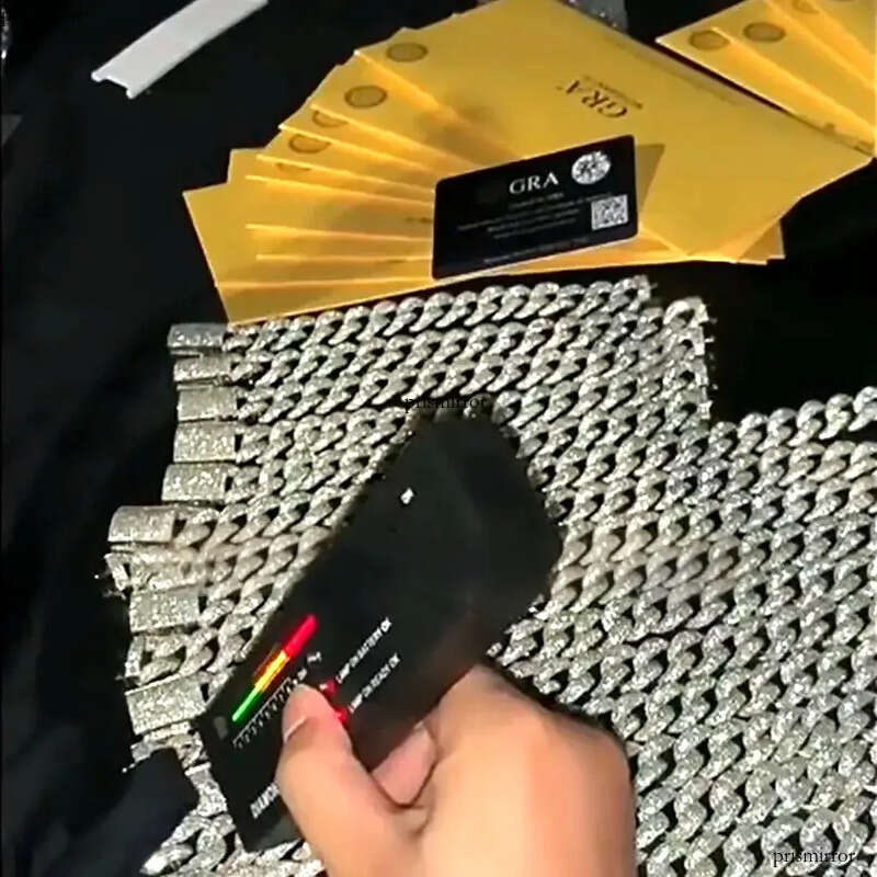 Moissanite Gold Sier Chains For Mens Womens Miami Cuban Link Chain Bracelets Necklace Jewelry 10mm Double Row Dia