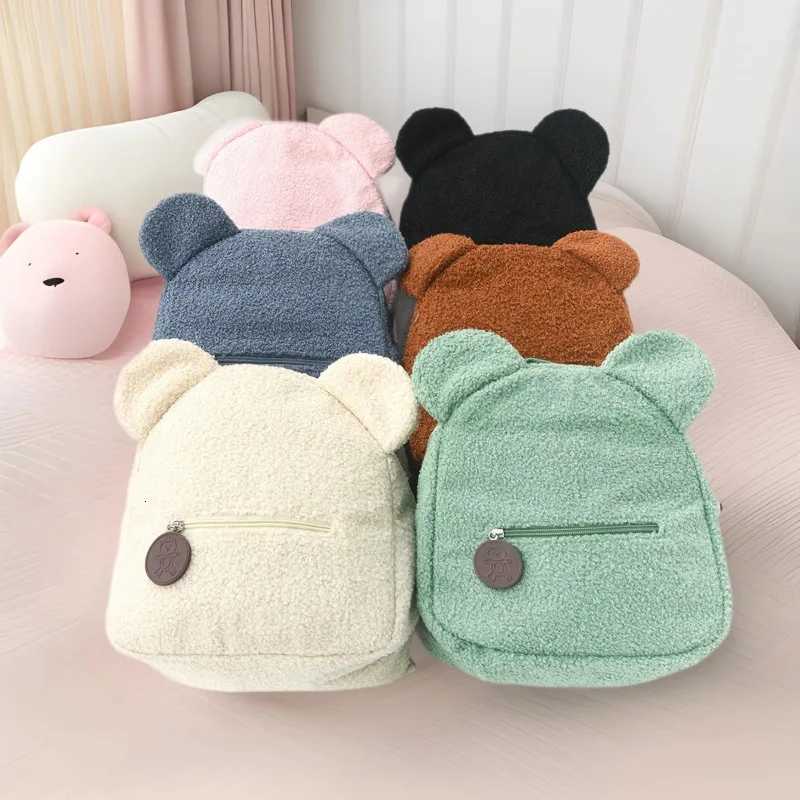 Cute Bear Ear Fleece Backpack for Girls 1Pcs Warm Lambswool Small Daypack Kids Casual School Bag Rucksack for Travel ShoppingT251016
