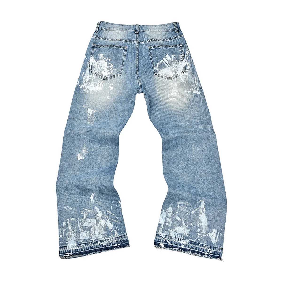 High Street Ink Painted Washed Black Baggy Jeans for Men Straight Vintage Loose Casual Denim Trousers Oversized Ropa Hombre Jean J251016