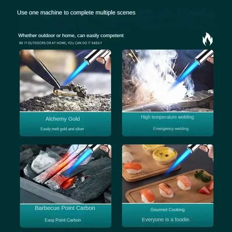 Windproof Torch Gas Lighter Powerful High Quality Outdoor Camping Kitchen for Adjustable Butane Refillable Metal Welding Gun C251016 W260202