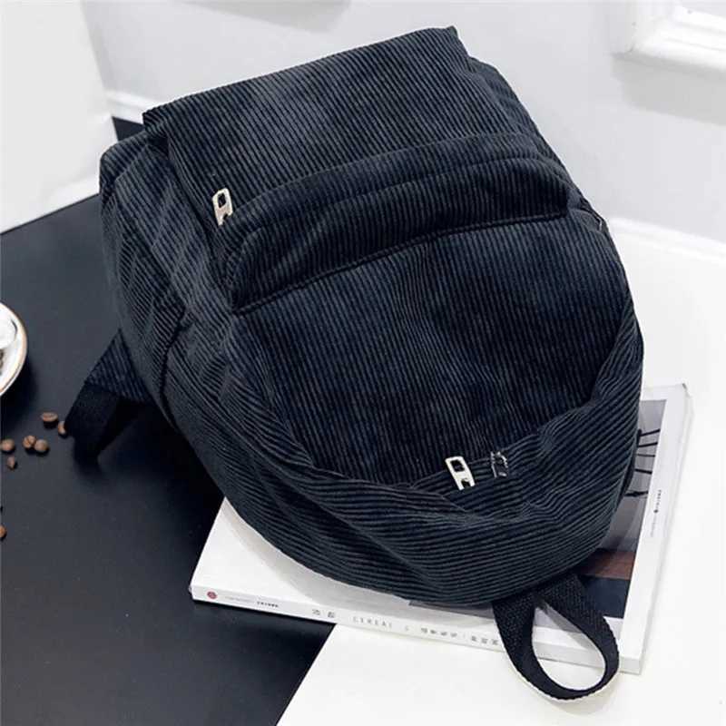 New Trend Backpack Fashion Women Corduroy Backpack College Women Solid Color School Backpack Travel Shoulder Bags For TeenagersT251016