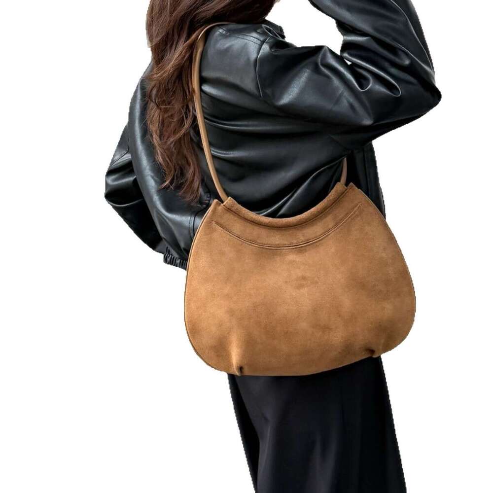 Luxury bag Genuine Leather for Women Autumn Winter New Matte Cowhide Persimmon Fashion Versatile High end Suede Shoulder Bag