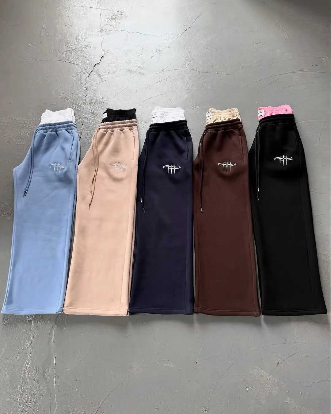 Y2kHarajuku retro loose straight pants men tracksuit pants personalized pant leg zipper embroidery design hip hop casual pants J251203