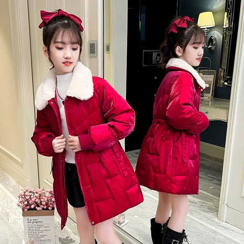 Girls Cotton Clothing Winter New Style Big Child Jacket 8 Thickening Outerwear Kids Coats Christmas Festive Parkas 7 To 12 YearsT251016