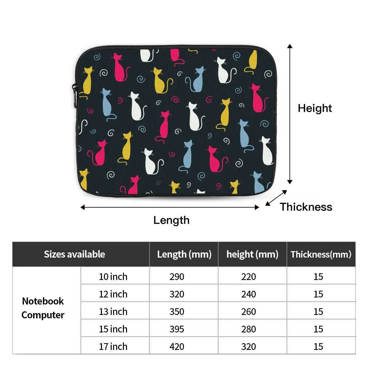 Cute Cat Animal Laptop Bag Case for Macbook Air Pro 10 12 13 15 17 Inch Notebook Liner Sleeve Shockproof Case BagW251015