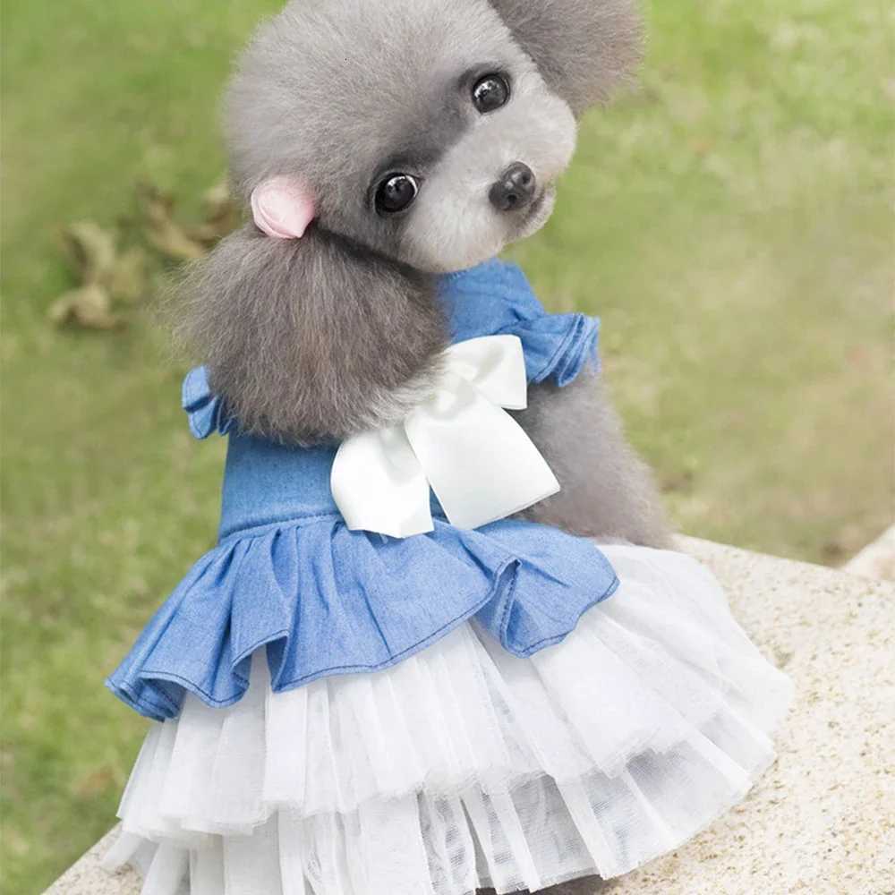 Dog Dress For Small Dogs Clothes Denim Wedding Dresses For Chihuahua Pet Princess Puppy Jeans Skirts for Pomeranian SpitzW251016