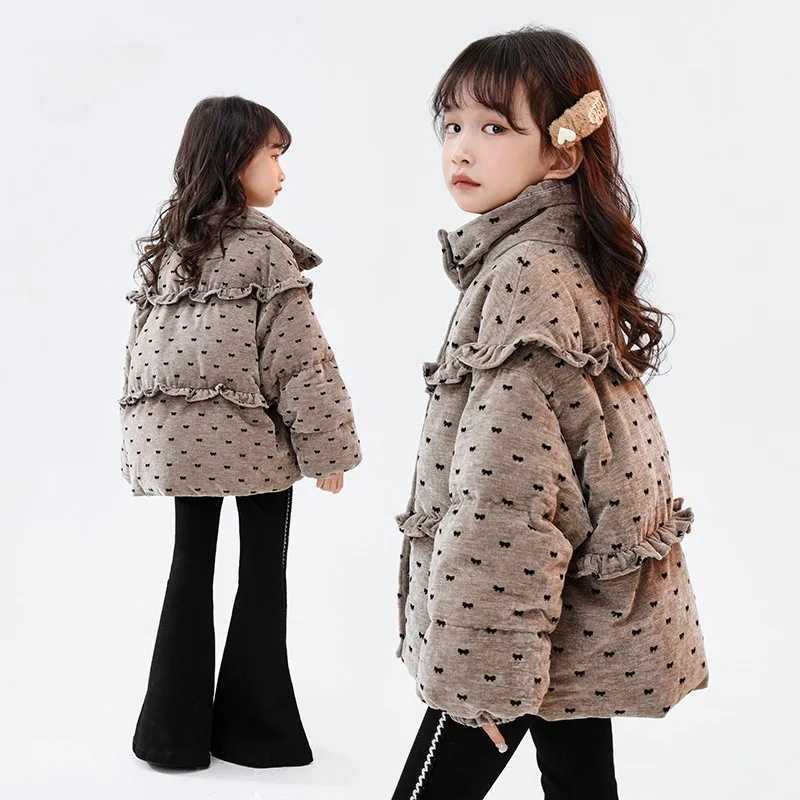Han 2025 New Down Cotton Jacket Winter Girls Full Print Butterfly Festival Coat Childrens Warm Casual Top TrendyT251016