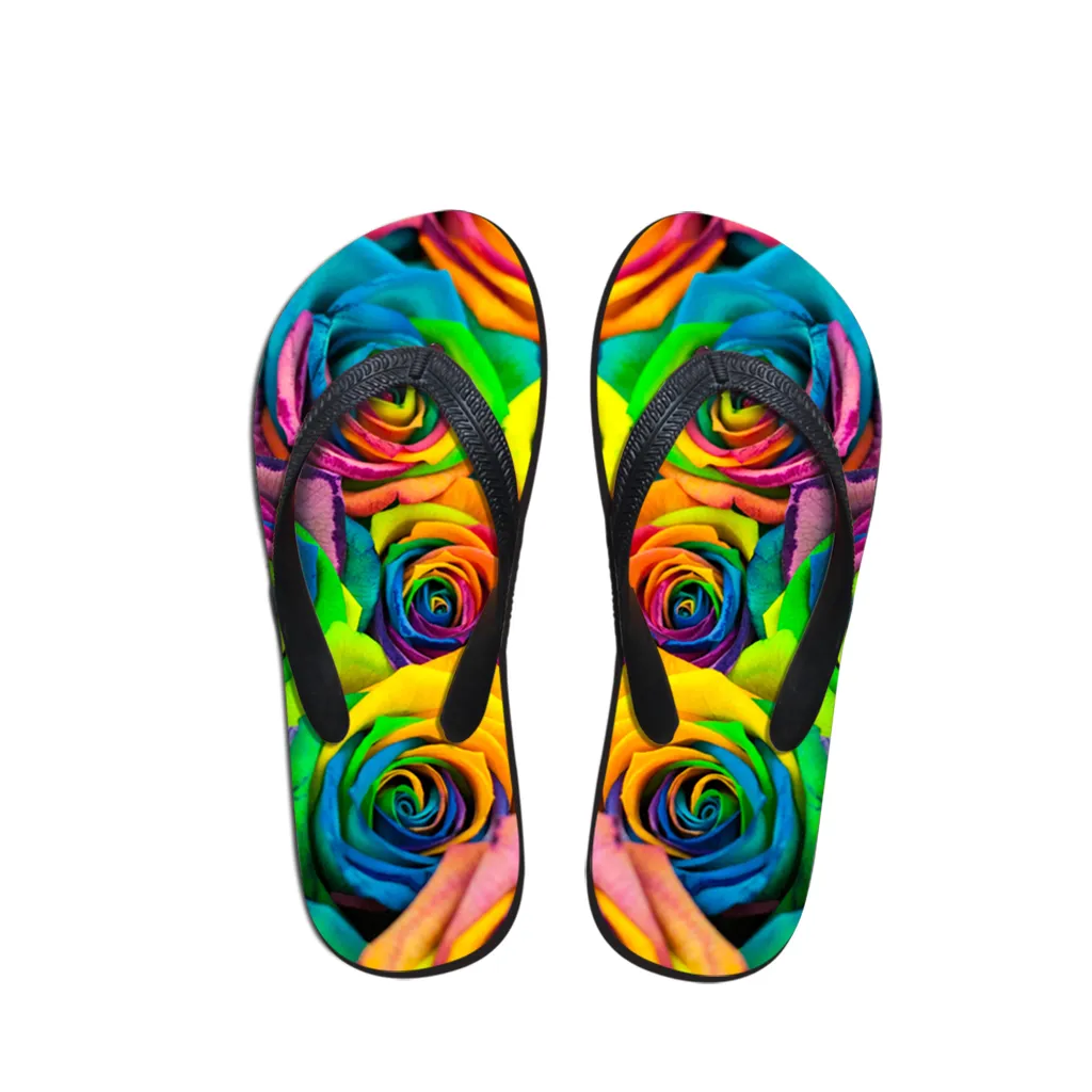 DHgatepod Men's Allover Print Flip Flops | Soft EVA/PVC Sandals | Non-Slip Comfort | All Season Outdoor Indoor Wear