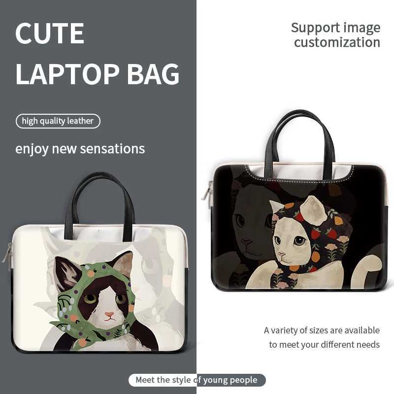 Laptop Bag Sleeve Handle Bag DIY Cartoon Waterproof Shockproof Case 13 14 15 17 inch Black Handle Bag Messenger Bag Laptop CaseW251015