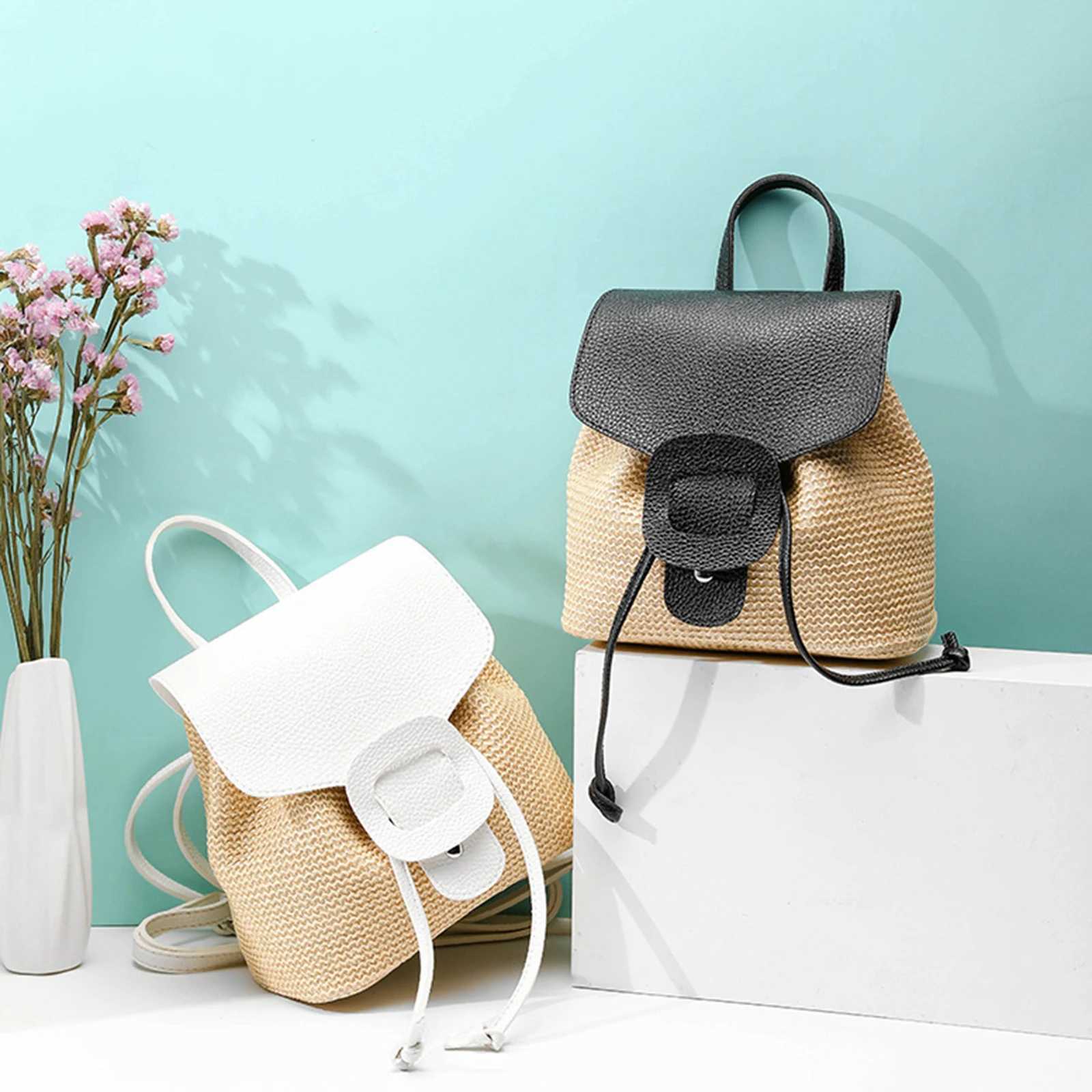 Straw Backpack Casual Flap Daypack Backpack For Women 2025 Fashion summer elegant Lightweight Travel BookbagT251016