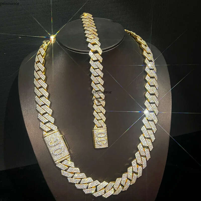 18mm Miami Necklace Sier Plated Gold Men Hip Hop Rock Cuban Link Chain Fashion Jewelry
