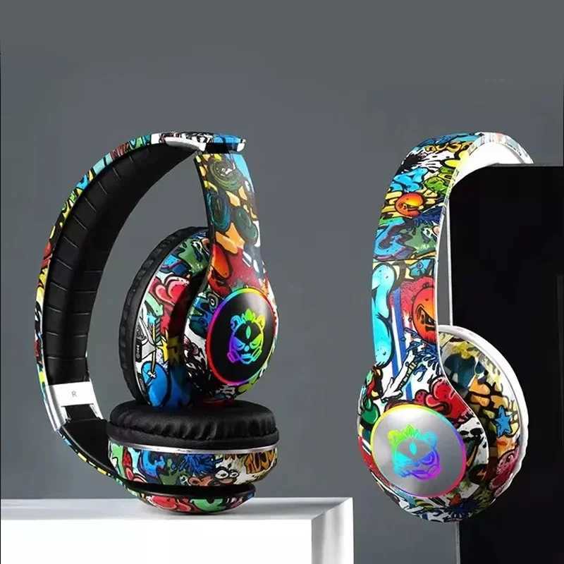 Graffiti Headphones LED Light Game Doodle Wireless Headsets Earphones With Mic For Kids Boy Girl Gift Support TF Card Z251015