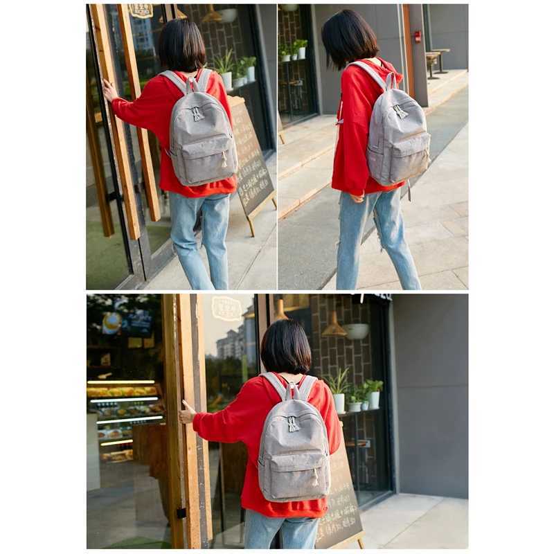 Beige School Backpack For Teenage Girls Pink Soft Fabric Backpack Female Striped Backpack For Women School BagT251016