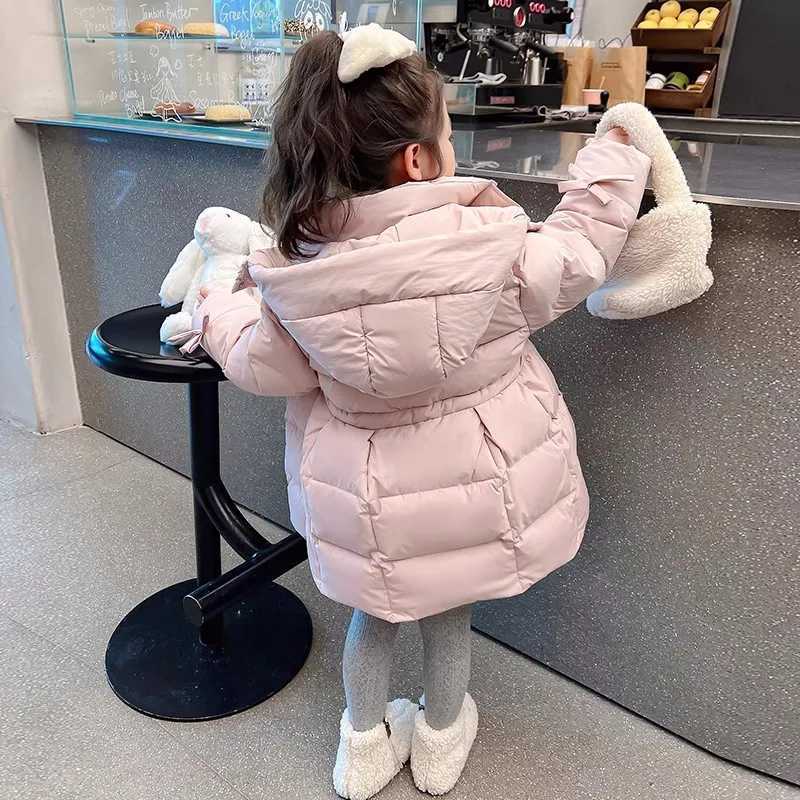 Winter Warm Girls Sweet Pink WaistSlimming Hooded Zipper Puffer Jackets School Kids Coat Top Children Outfit Windbreaker 212YrT251016