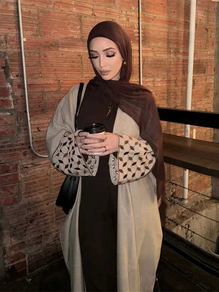 Open Muslim Kimono Abaya Dubai Elegant Kaftan Modest Dress Abayas For Women Islam Caftan Marocain Robe Arabe Femme Musulmane X2510161