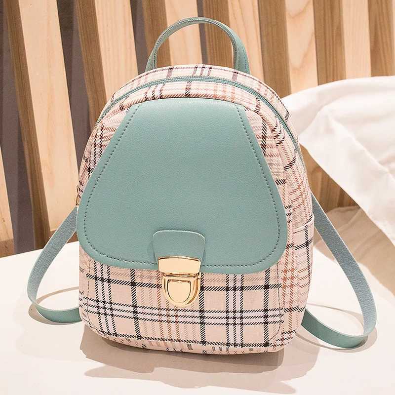 New Mini Backpack Crossbody Bag For Teenage Girl Plaid Women Shoulder Phone Purse Korean Style New Trendy Female 2022T251016