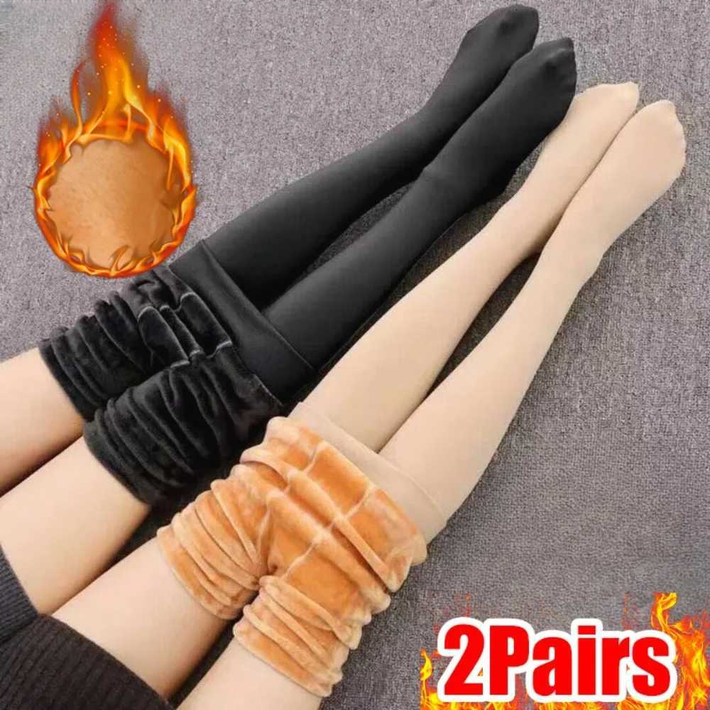 Winter Warm Plush Stockings Women Girls Thicken Thermal Elastic Slim Fleece Tights Pantyhose High Waist Leggings Stocking PantsT251016