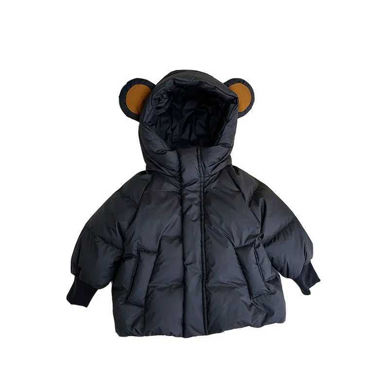 Baby Hooded Boys and Girls MidLength White Duck Down Coat Children Warm Quilted JacketT251016