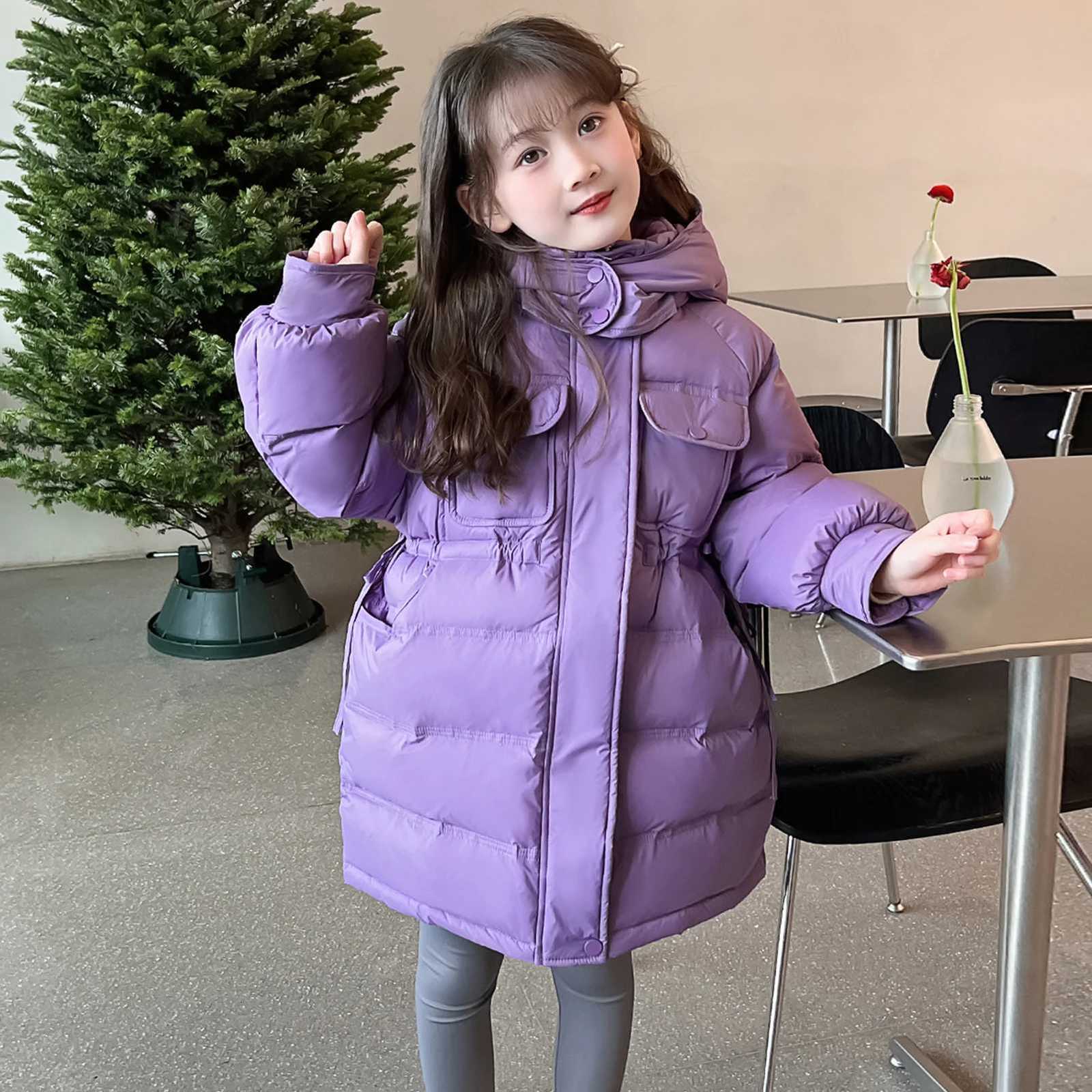 Girls Down Jacket Hooded Winter Warm Childrens Puffer Coat Thick Fashion Thick Down Cotton Parka Kids Outerwear for TeenagersT251016