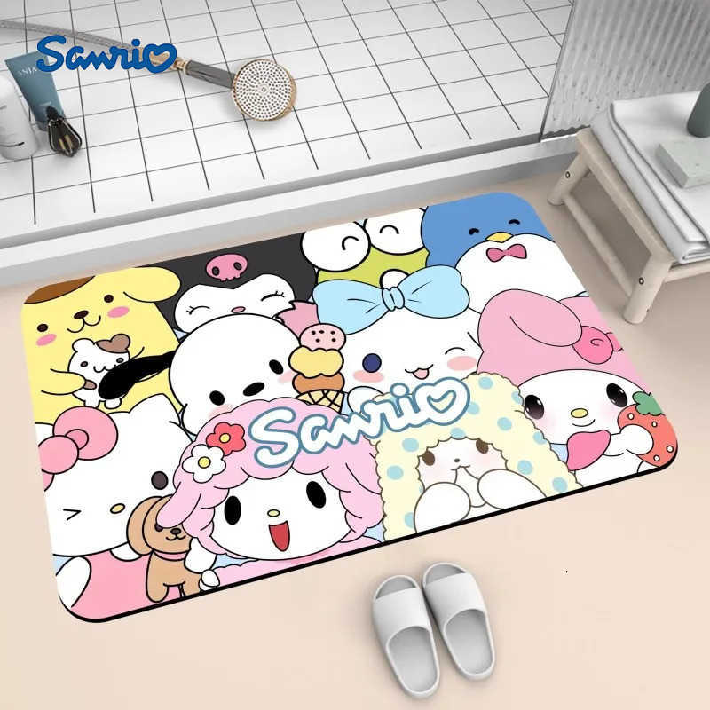 Sanrio Kuromi My Melody Print Bathroom Mat NonSlip Doormat Washable Rug for Living Room Bedroom Kitchen Mat Drain Mat L251016