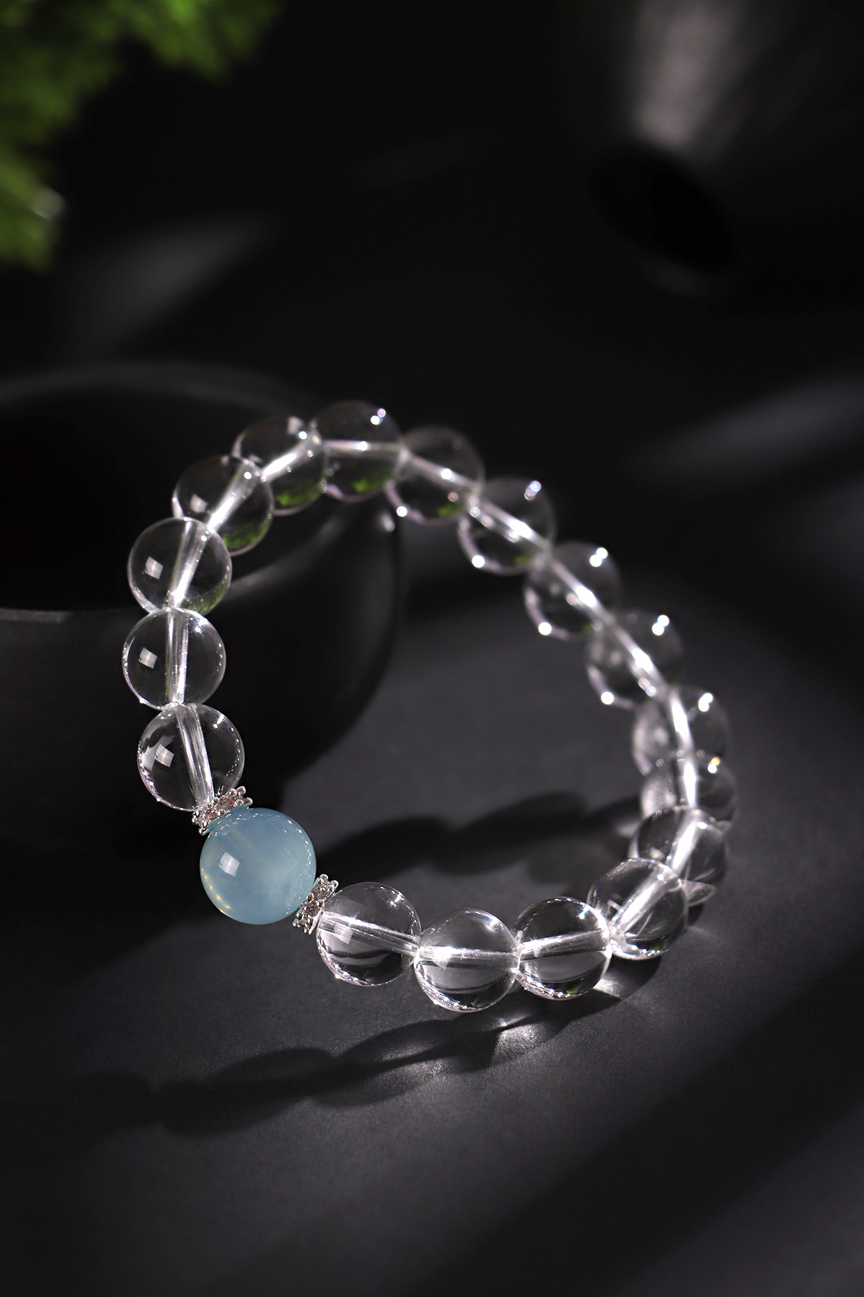 Spiritual bracelet White Crystal Beaded Bracelet for Women (8/10/12mm) - Stylish, Luxe Aquamarine Bracelet Jewelry