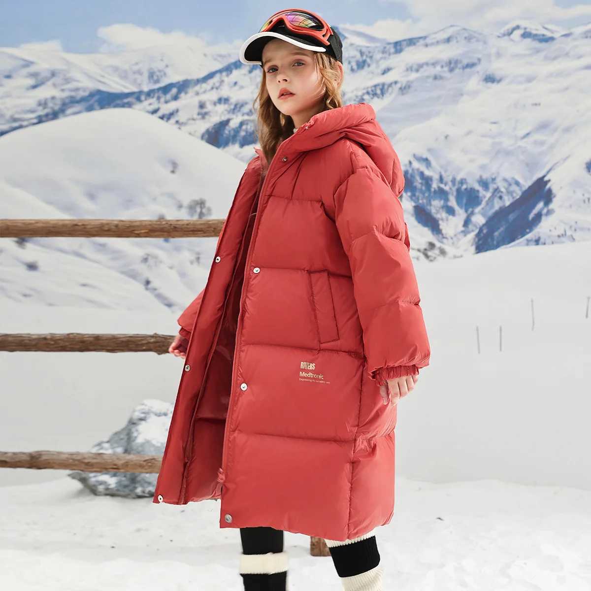 Winter Warm Girls Stylish Gold Letters Long Hooded Zip Puffer Jackets School Kids Thick Coats Children Outfit Windbreaker 416YrT251016