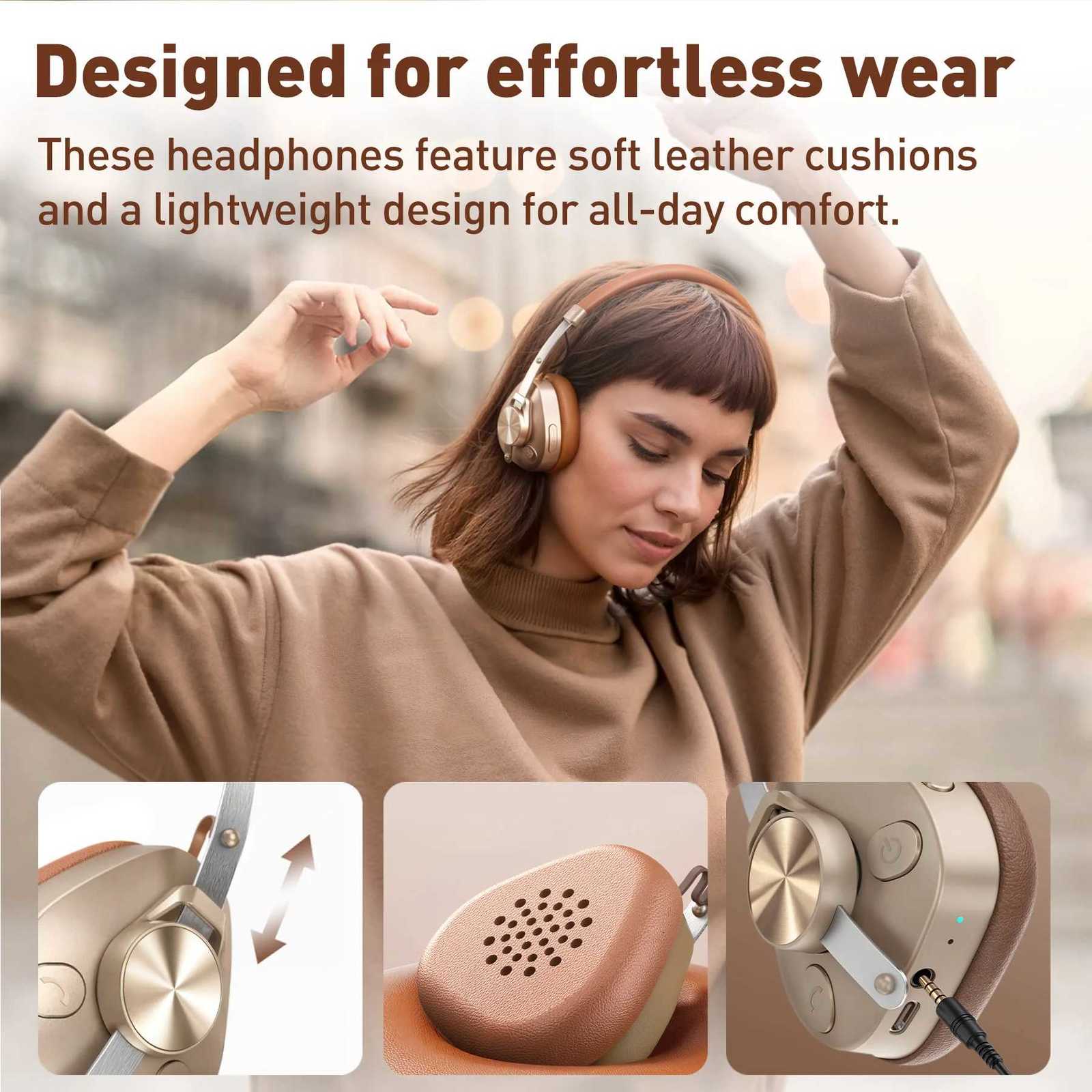 Retro Wireless Headphones HiRes Audio On Ear 54 Headset With Microphone Metal HiFi Headphones Z251015