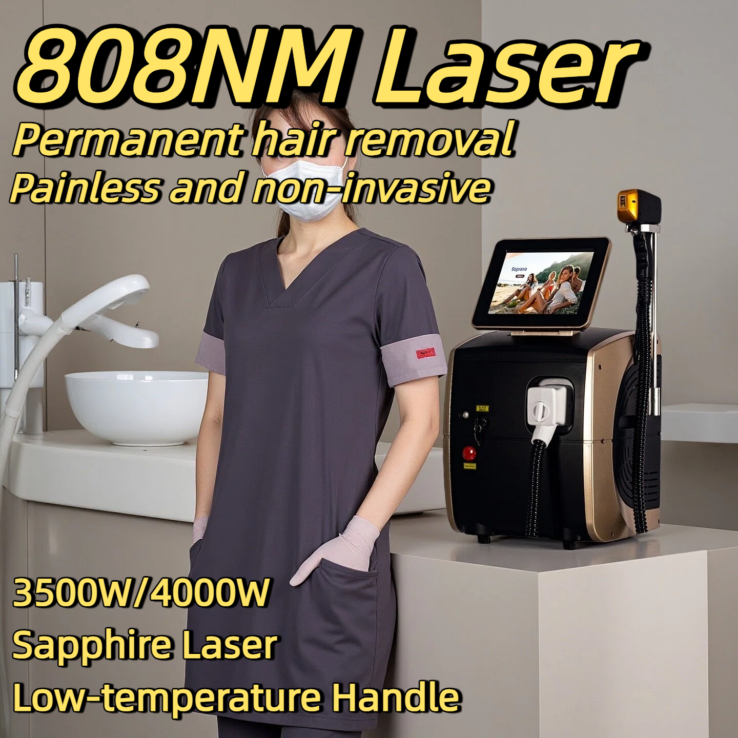 Professional 808nm Diode Lasers for Pain-Free Permanent Hair Removal Alexandrit Permanent Painless Physical Underarm Body Care Depilation Equipment CE