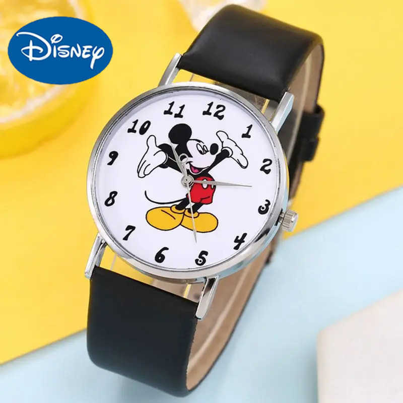 Disney Mickey Mouse Cartoons PU Strap Quartz Watch Childrens Watch Boy Girl Watch Ladies Wrist Student Clock Gift Relogio H251016