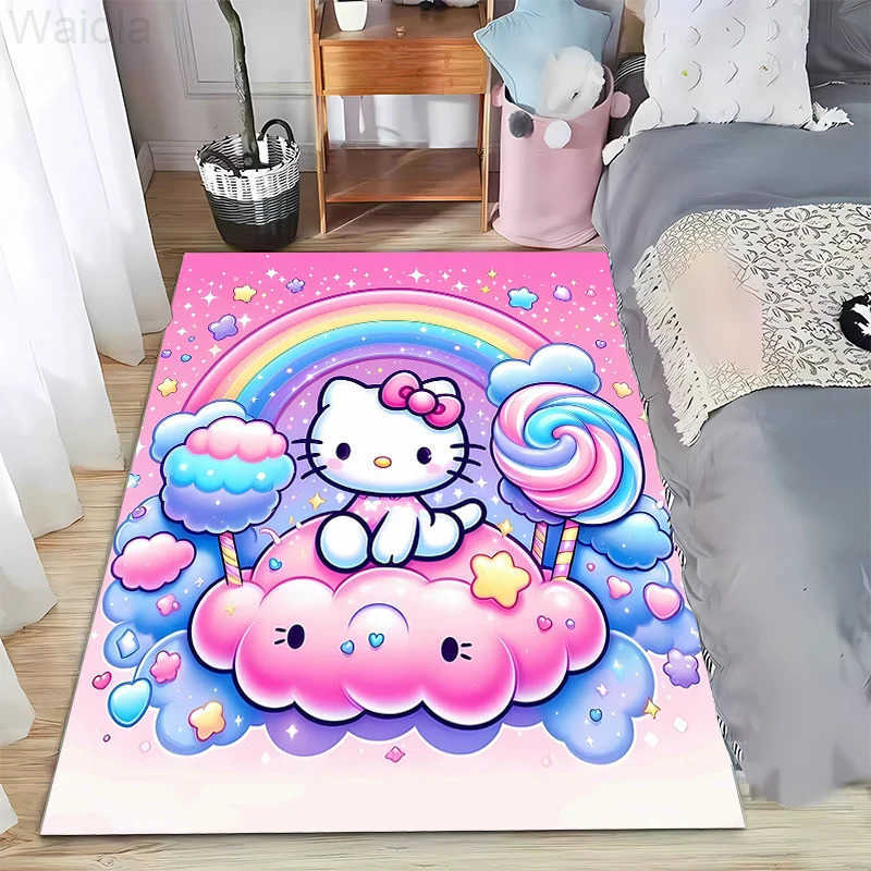 Sanrio Hello Kitty Cartoon Pattern Living Room Bedroom Carpet Bedside Floor Mat 15 Size Kids Room Cloakroom Play Mat Area Rug L251016