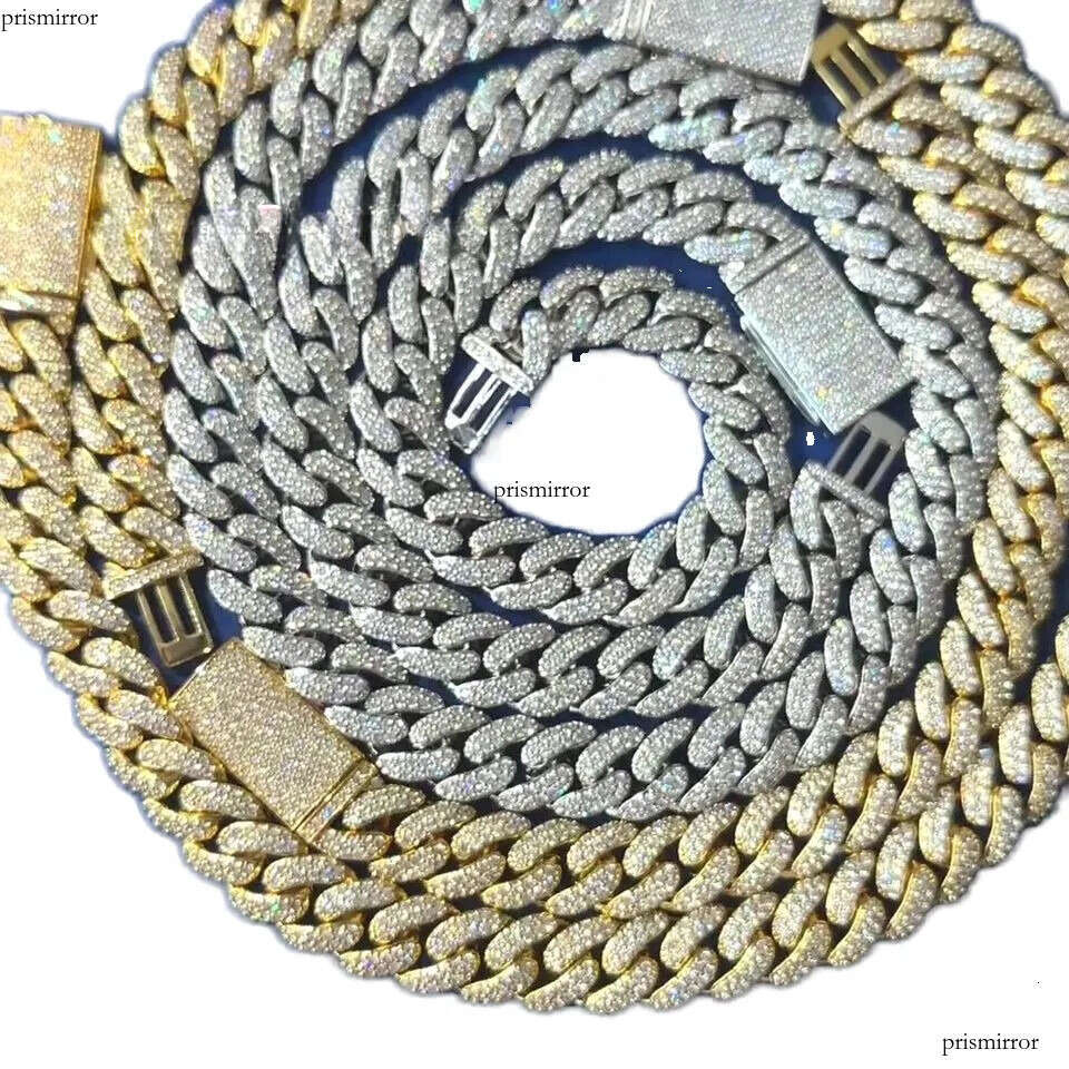 S Sier High Quality 12mm Moissanite Cuban Necklace Bracelet