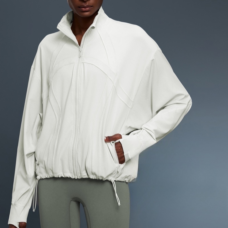 Women's New Windproof Stand Up Collar Loose Autumn Seasonal Minimalist And Drawstringfiess Suit Yoga Versatile Hem Drawstring Jacket L157