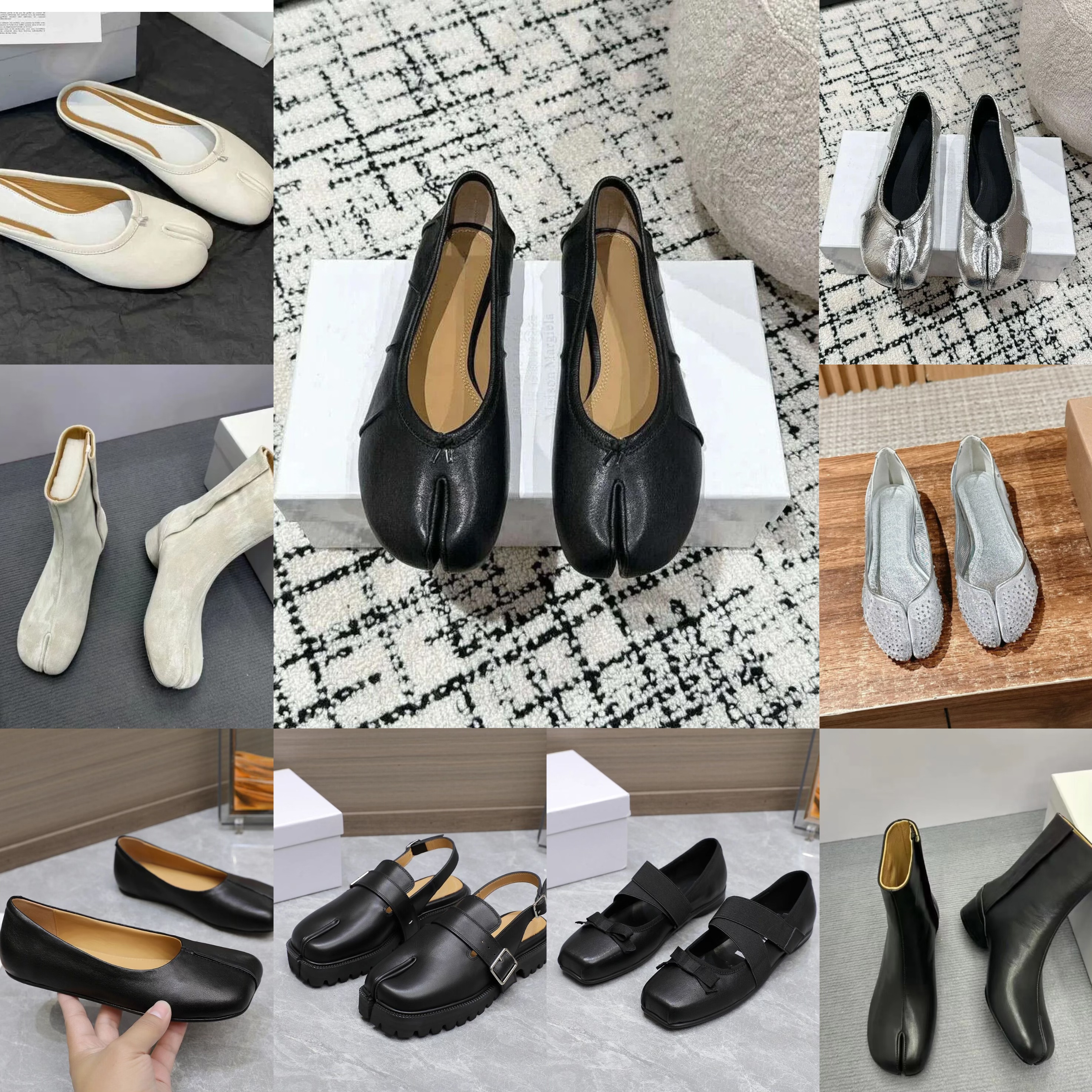 Tabi Ballerina Shoe Women Designer Sandal Half Casual Shoes Ballef Flat Leather Mirror Quality Ankle Heel Slip On Boot Lambskin Calf Dance Heel Sandals With Box