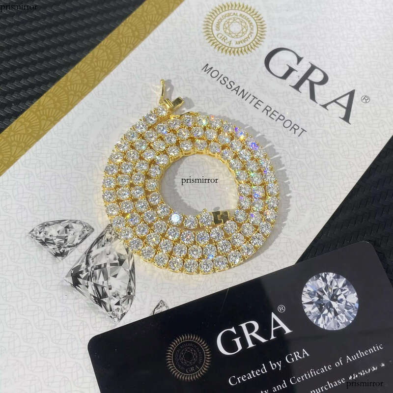 Pass Tester Large Stock Hip Hop Jewelry 4mm-6mm VVS Moissanite Dia Sier Iced Out Tennis Chain Necklaces