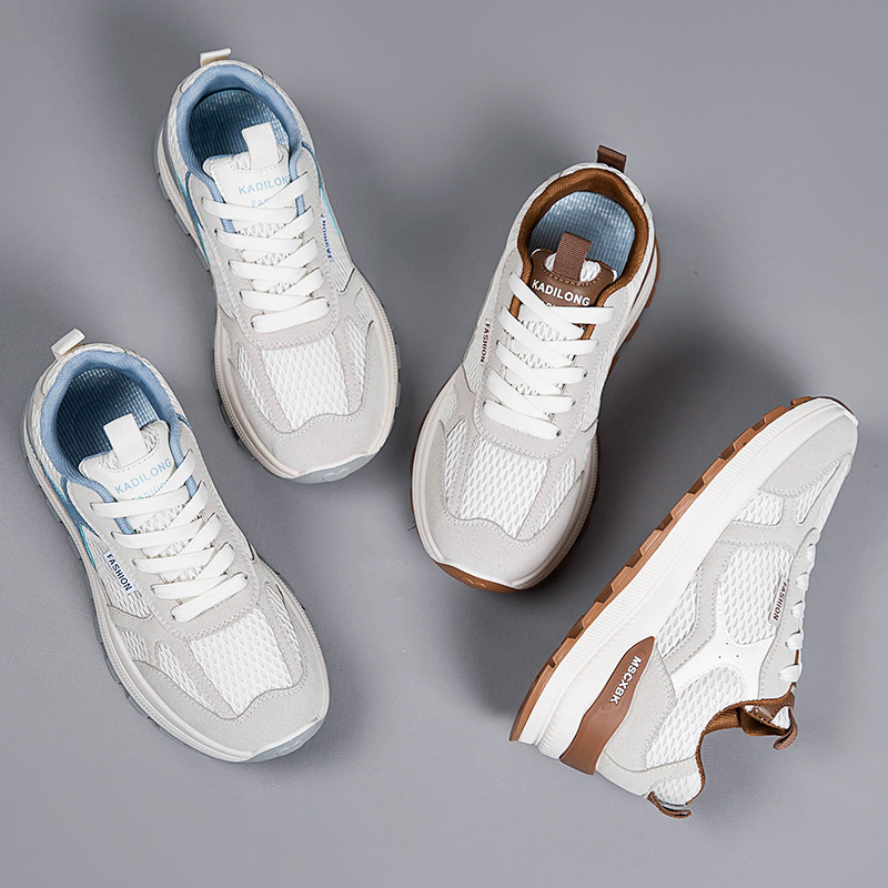 2025 New Autumn Casual Women's Sports With Breathable And Lightweight Mesh, Versatile Forrest Gump Shoes, Thick Soled Dad Shoes For Women