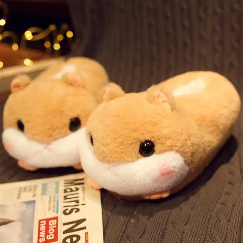 Super Cute hamster Slippers Women SlipOn Fluffy winter Shoes Desginer Animal Wrapped Back fur Slides Home Woman Fuzzy Slipper 251013