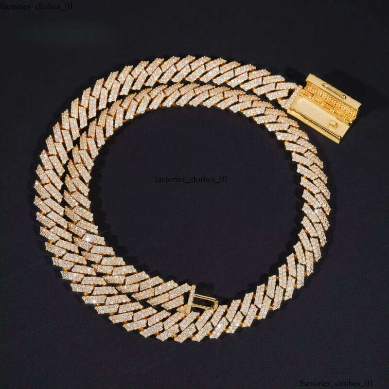 High Quality Hip Hop Jewelry Men Fashion Necklaces 12mm 2 Rows Sterling Sier Iced Out Moissanite Dia Cuban Link Chain