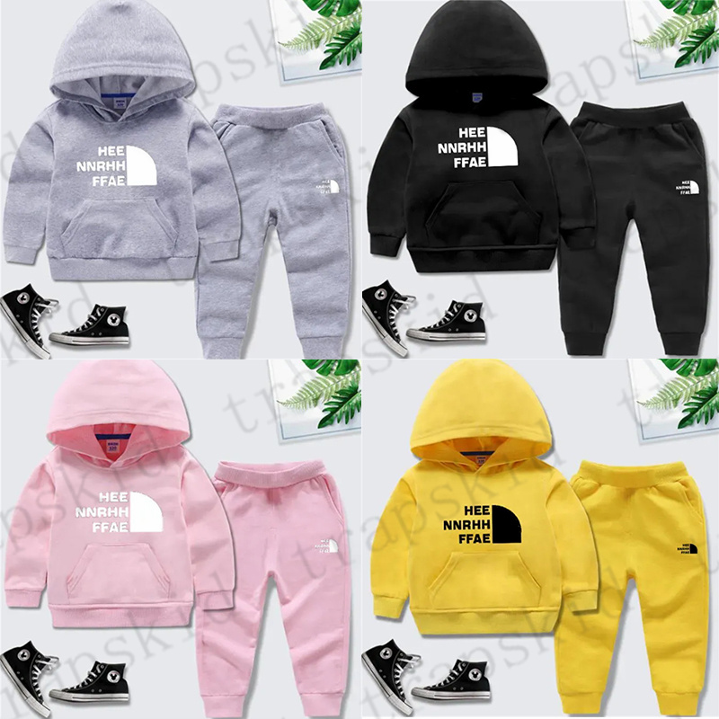 New Clothing Kids Hooded Sets Sweater Boys Girls Pure Cotton Two Piece Baby Spring Autumn Sports Letter Print Pattern Children Tracksuit