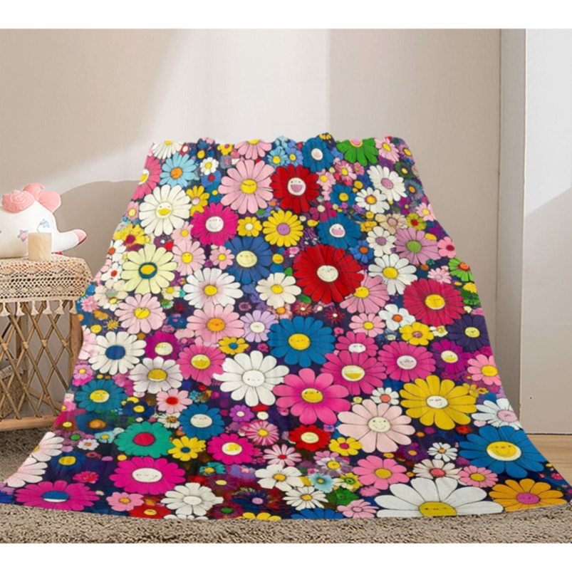 Small flower blanket special nap blanket nap new cheap machine washable fashion trend personality cover blanket printing