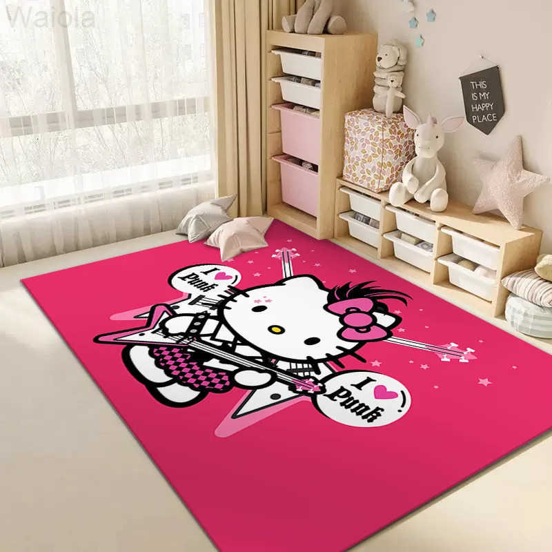 Sanrio Cosplay Anime Hello Kitty Bedroom Bedside Rug Cute Cartoon Rectangular Floor Cushion Tatami Coffee Table Foot Cushion L251016
