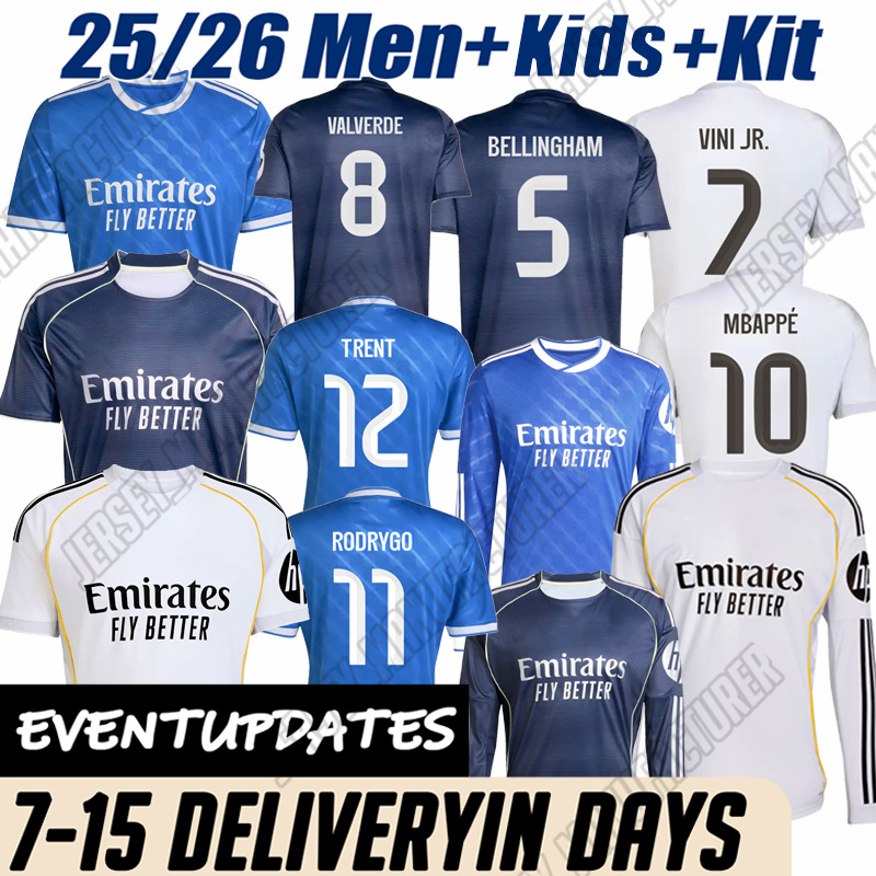 Real camiseta madrids 25 26 kit #10 MBAPPE BELLINGHAM VINI JR Soccer jersey 2024 2025 football shirt Valverde Endrick RODRYGO MODRIC Arda Guler kids adults kits