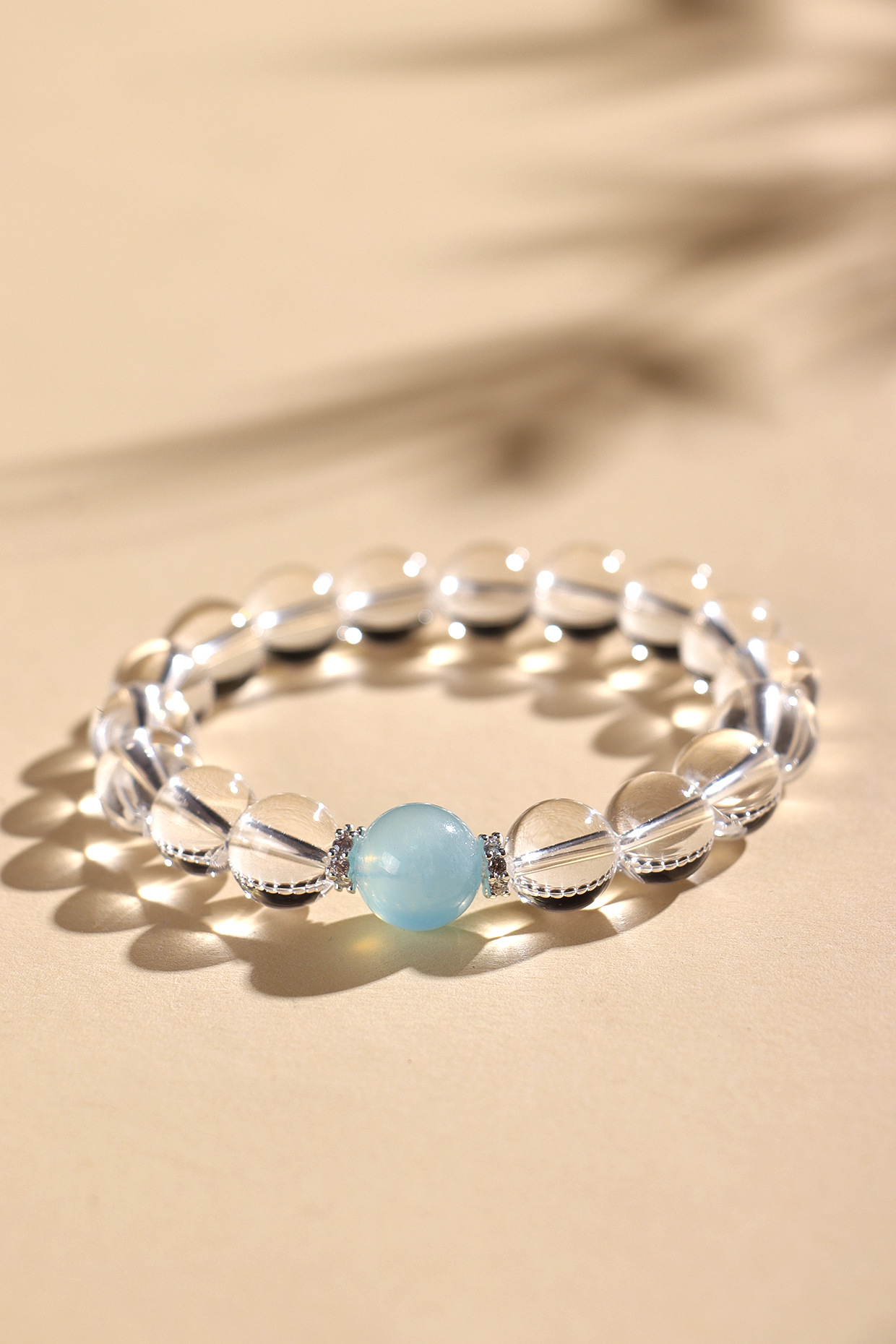 Spiritual bracelet White Crystal Beaded Bracelet for Women (8/10/12mm) - Stylish, Luxe Aquamarine Bracelet Jewelry