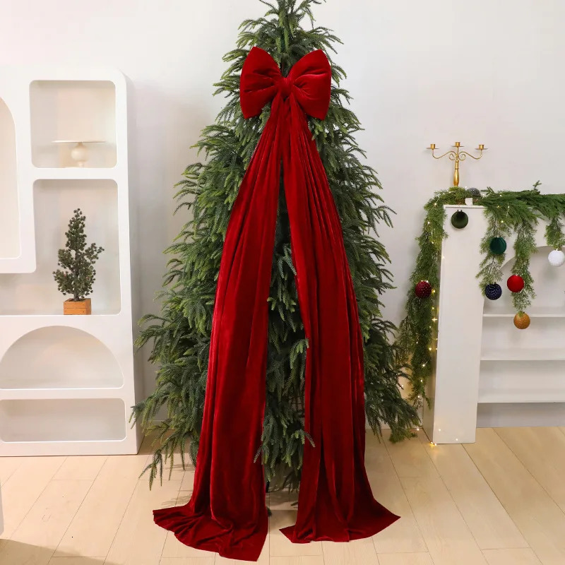 Super Large Christmas Bow Pendant Red Velvet Xmas Tree Bowknot Pendant Ornaments for Home Decor Year Party Gifts Decoration 251015