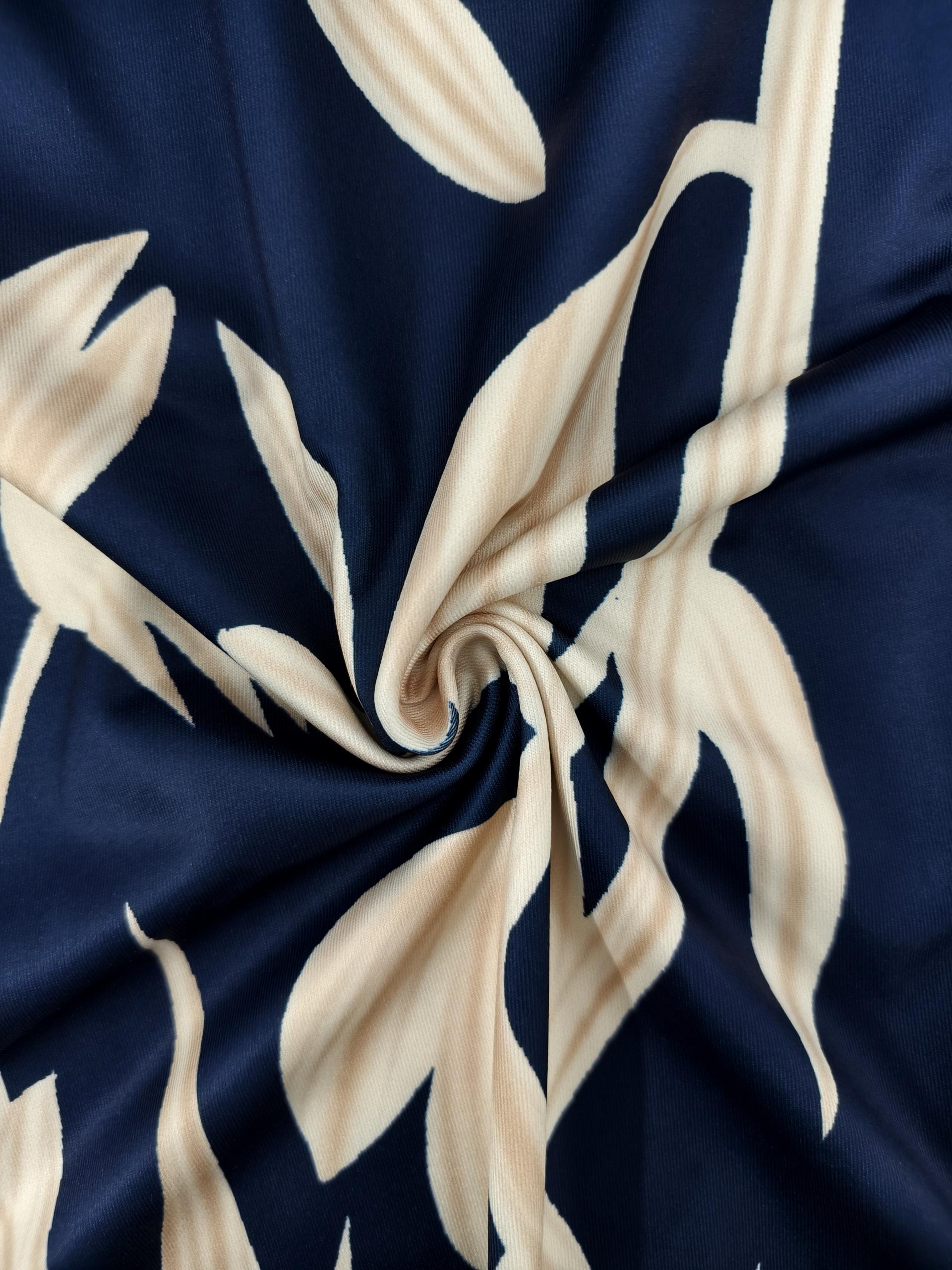 Women's Plus Size Summer Beach Vacation Plant Printed Sleeveless Tank Milk Silk Casual Midi Dress - Blue-YL25244