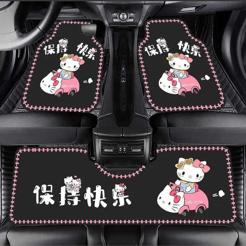 Sanrio Kawaii Hello Kitty Crystal Velvet Car Floor Mats My Melody Kuromi Anime Cartoon Wearresistant Car Protective Floor Mats L251016