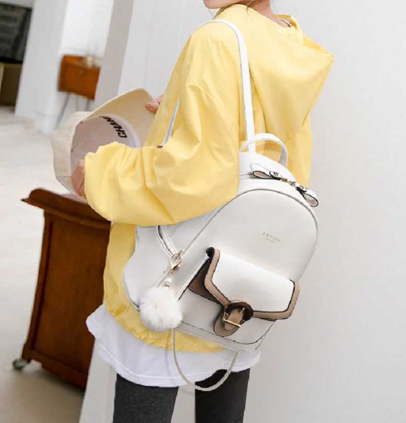 Luxury Womens Korean Fashion Large Capacity Travel Backpacks High Quality Leather Shoulder Bags Student School Bag BackpackT251016