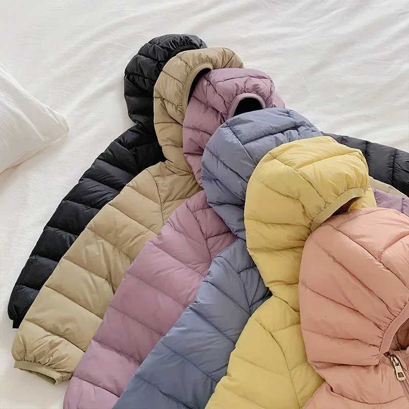 2025 Kids Down Parkas Girls Boys Winter Jacket Childrens Light Hooded Down Coat Solid Color Chidlren Winter Clothes Kids JacketT251016